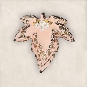 Vintage Ceramic Stacking Pink & Gold Maple Leaf Nesting Trinket‎ Set Small Minis